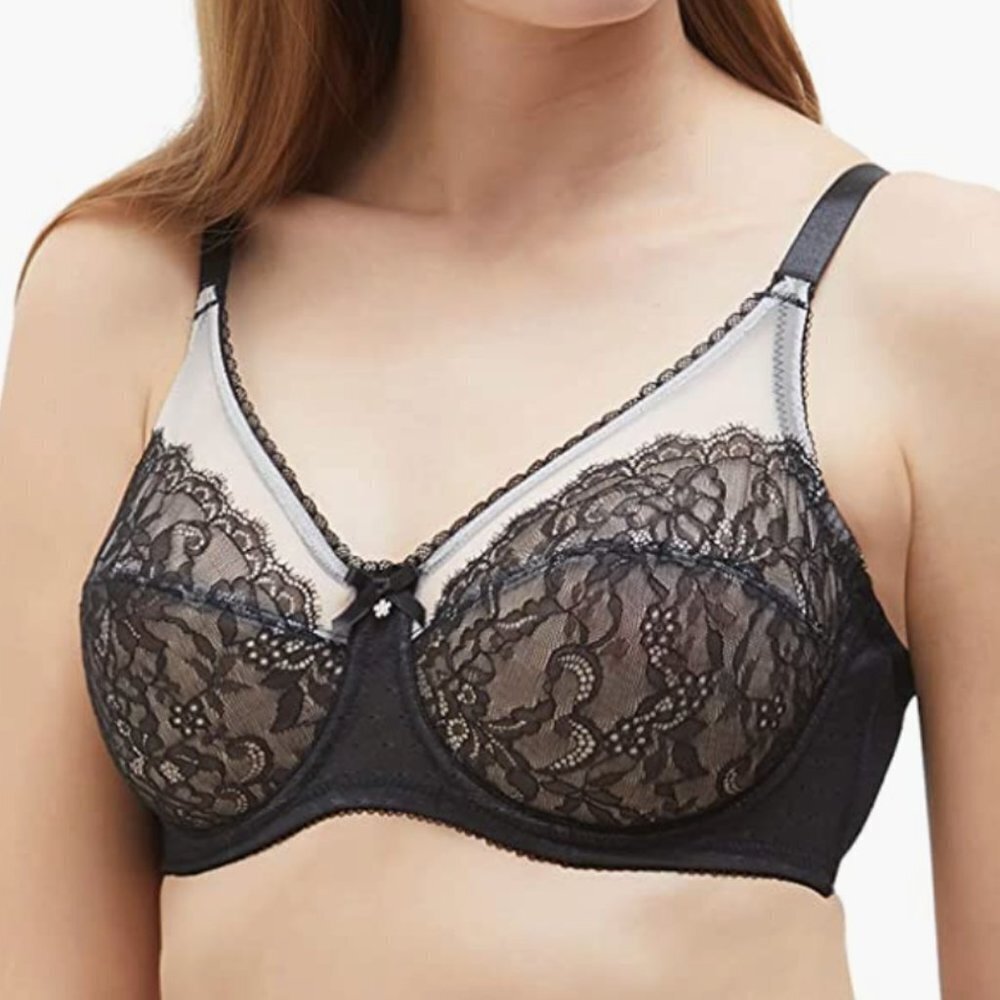NWT WACOAL Women's Retro Chic black white Underwire Bra 32D